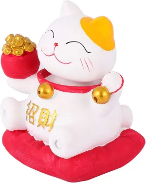 Lucky Cat Statue Home Decor Mini Lucky Cat Bobblehead Figurine Shaking Head Nodding Cat for Car Dashboard Beckoning Cat Figure Good Luck Wealth Welcoming Cats Japanese Decor