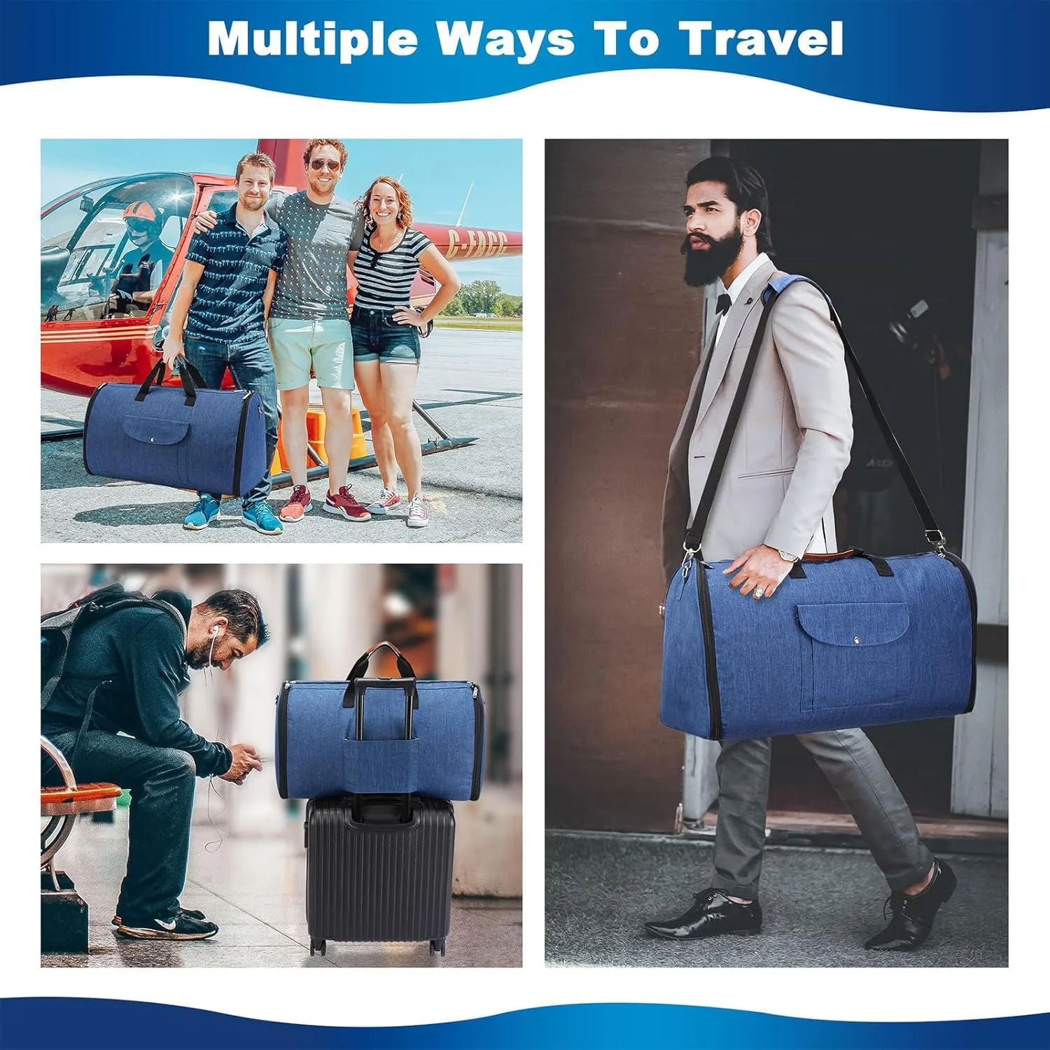 Lucshy Travel Bag, Garment Duffle Bags for Travel, Large Waterproof Crossbody Shoulder Capacity Suit Travel Garment (Blue-B), Zbl0325008