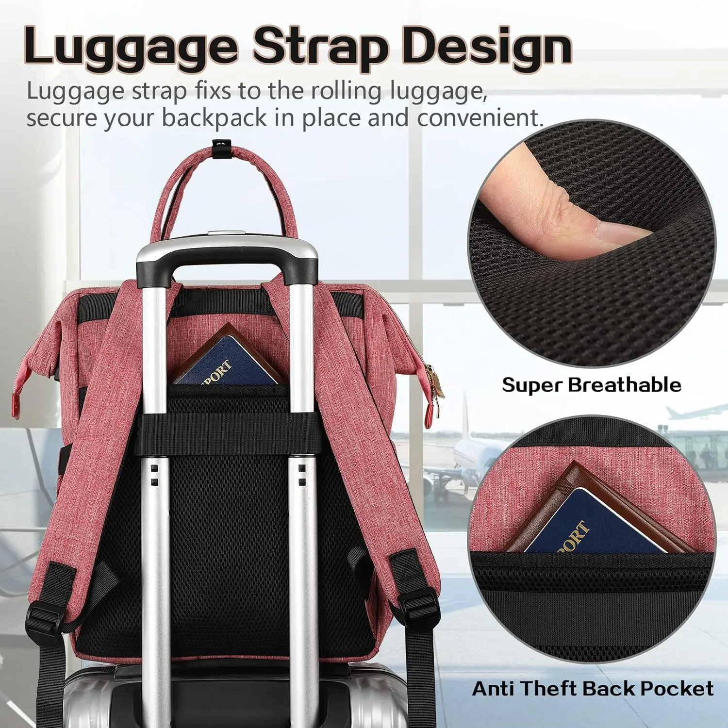 Lunch Bag Backpack, Insulated Cooler Backpack Lunch Box Laptop Backpack with USB Port for Women Men Fits 15.6 Inch Laptop Blue