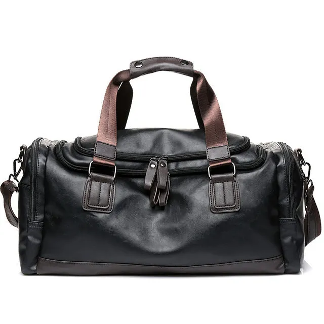 Luxury Brand Travel Bag Leather Casual Men Handbag Big Tote Large Capacity Weekend Luggage Duffle Bag Male Black Shoulder Bags