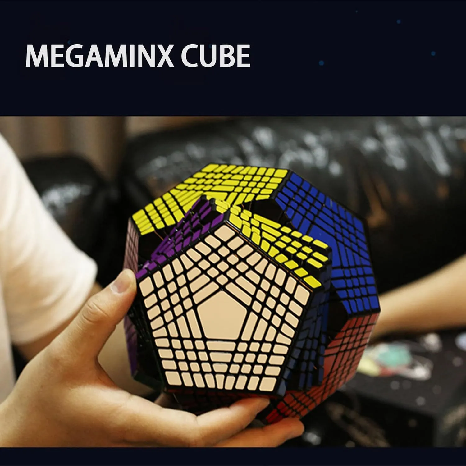 Magic Cube Megaminx Speed Cube Dodecahedron Cube Black Sticker Christmas Birthday Present Kids Gift,9×9