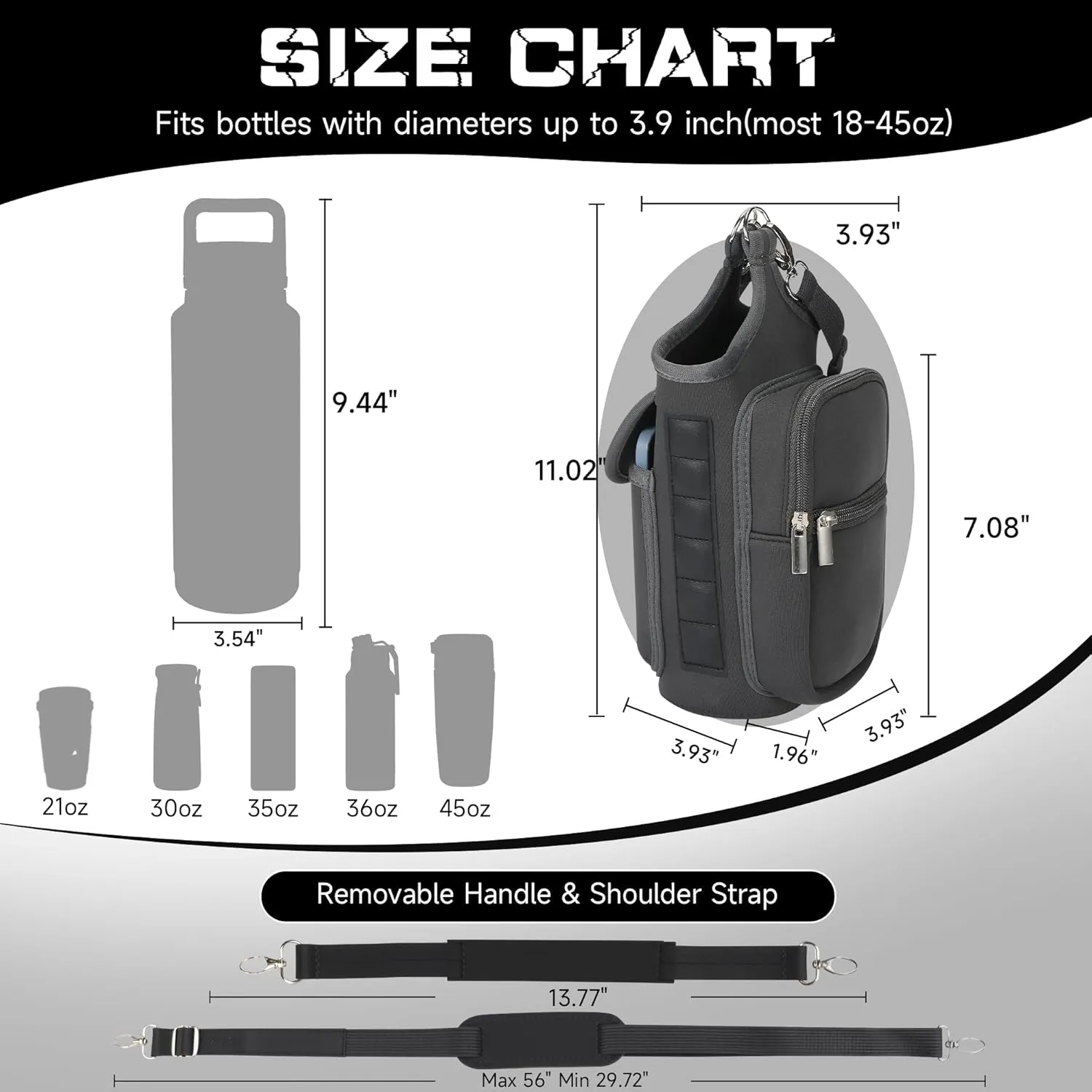 Magnetic Gym Bag Water Bottle Holder with Strap & Phone Pocket: Crossbody Sling Bag for Men Women Travel Work Sports