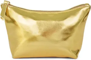 Makeup Bags Handheld Gold Makeup Bag Handy PU Leather Makeup Pouch Cosmetic Travel Organizer Versatile Storage Bag for Daily Use