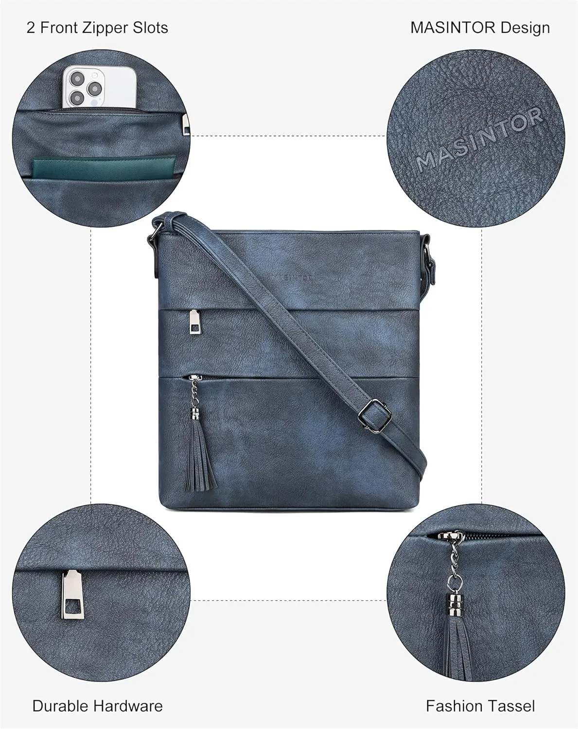 MASINTOR Crossbody Bags For Women, Stylish and Lightweight Shoulder Bag with Large Capacity, Crossbody Purse for Everyday Use