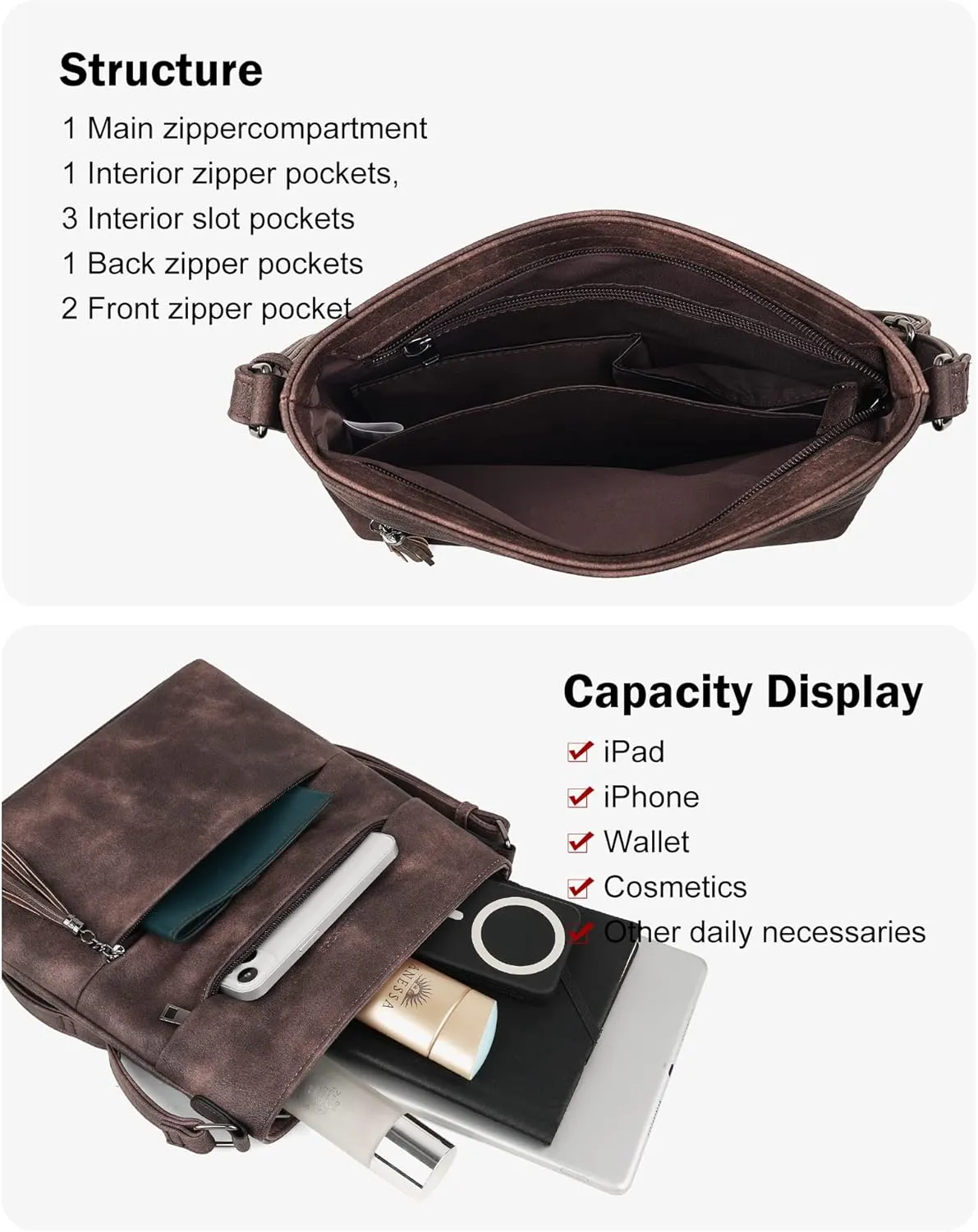 MASINTOR Crossbody Bags For Women, Stylish and Lightweight Shoulder Bag with Large Capacity, Crossbody Purse for Everyday Use