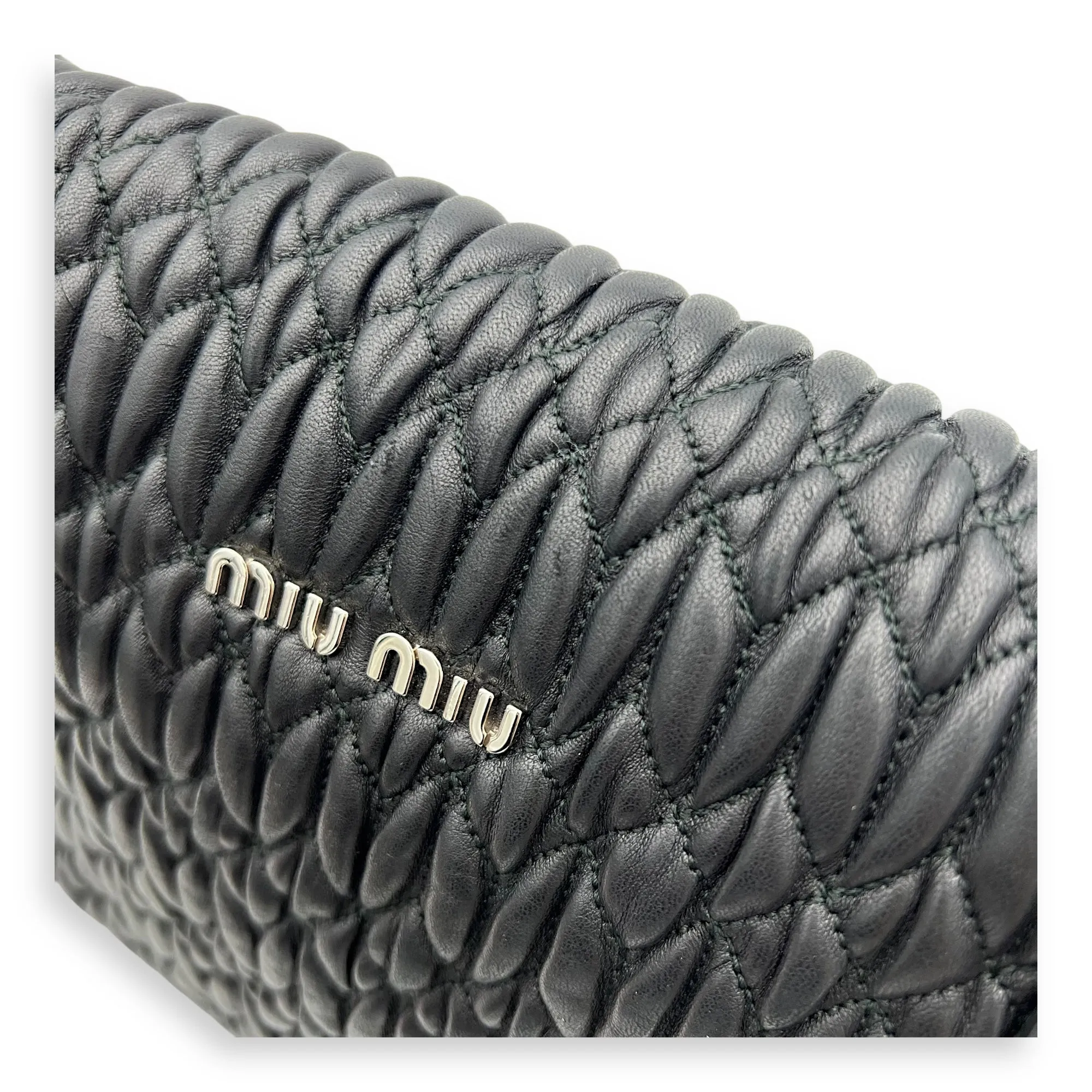 Matelassé Crossbody Bag Black in Calfskin, Silver hardware