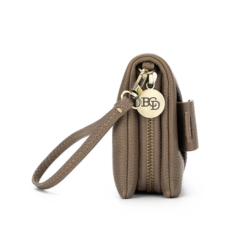 Mavie Taupe Crossbody Wallet