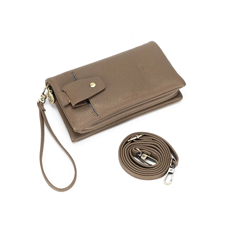 Mavie Taupe Crossbody Wallet