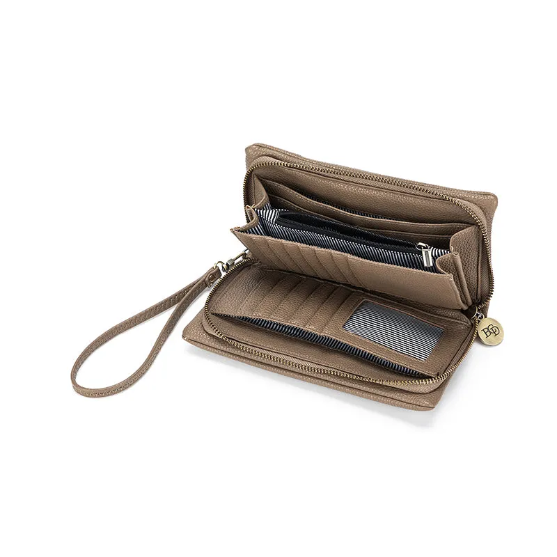 Mavie Taupe Crossbody Wallet