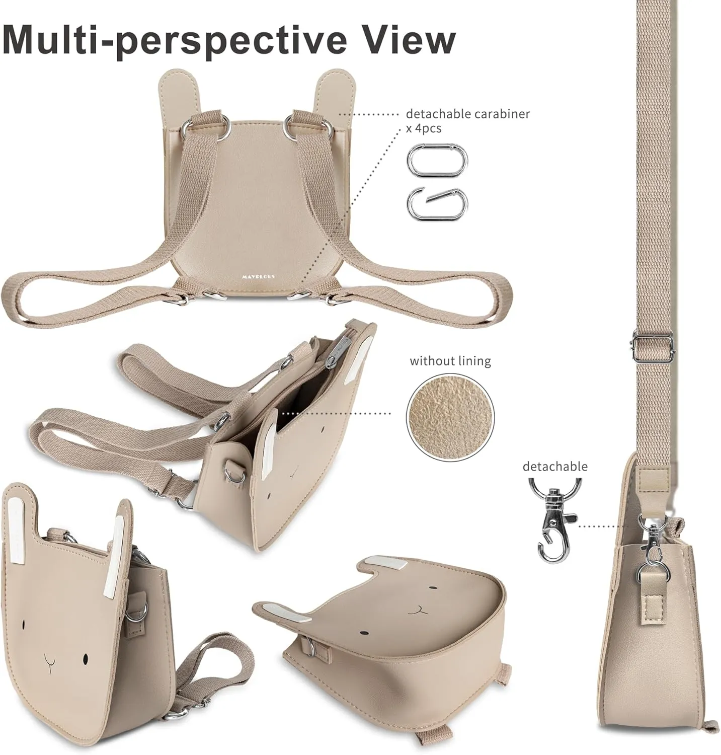 Mayplous Kids Backpack for Girls and Boys Children's Shoulder Bag Mini Backpack Teenagers Crossbody Bag Cute Animal 2 in 1 Style Small Size for Over 4 Years L16xW7xH18.5cm / L2.3xW2.8xH7.3in (Bunny)
