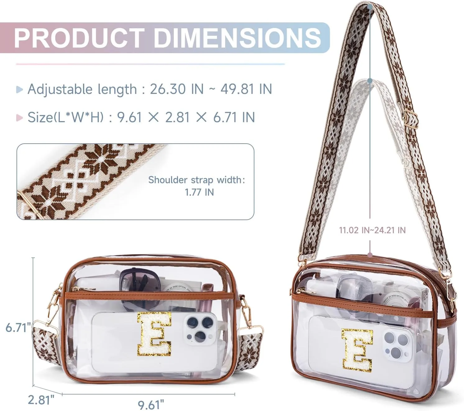MEITRUE Clear Crossbody Bags for Women Trendy, Stadium approved Clear Purses Cross body bag for Concerts Sports