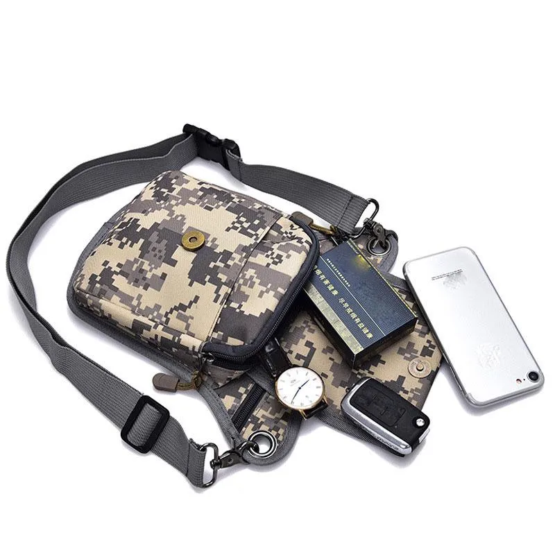 Men Canvas Drop Waist Bags Leg Pack Multifunction Shoulder Crossbody Bag Belt For Sport Climbing Bicycle and Motorcycle