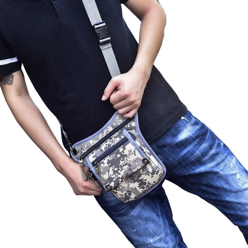Men Canvas Drop Waist Bags Leg Pack Multifunction Shoulder Crossbody Bag Belt For Sport Climbing Bicycle and Motorcycle