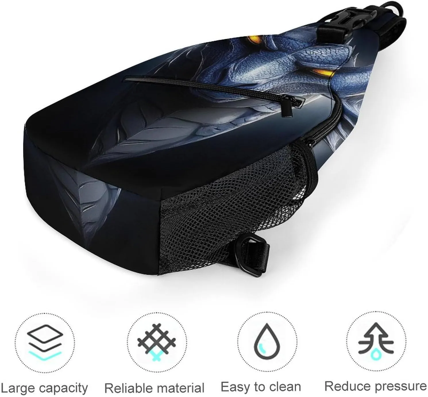 Men Women Crossbody Sling Bag Casual Chest Bag with Adjustable Shoulder Strap Cool Dragon Fantasy Art Large Capacity Hiking Gym Daypack