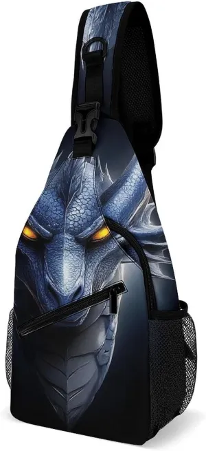 Men Women Crossbody Sling Bag Casual Chest Bag with Adjustable Shoulder Strap Cool Dragon Fantasy Art Large Capacity Hiking Gym Daypack