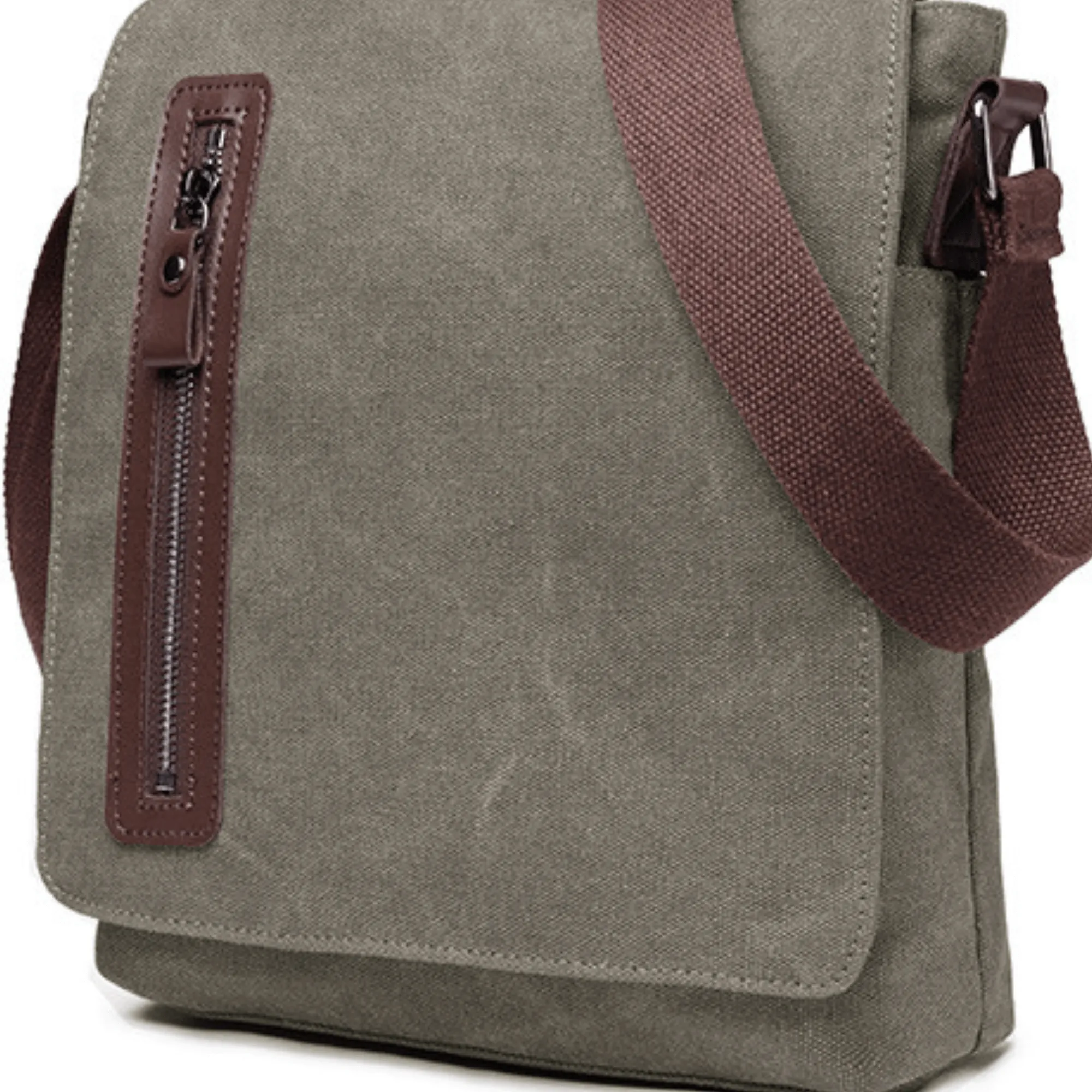 Men’s Canvas Cross Body Messenger Bag – Lightweight Shoulder Satchel