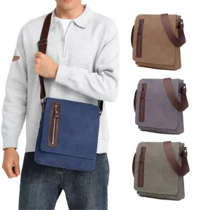 Men’s Canvas Cross Body Messenger Bag – Lightweight Shoulder Satchel