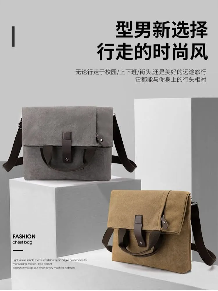 Men's Canvas Crossbody Travel Bag - Large-Capacity Shoulder Handbag