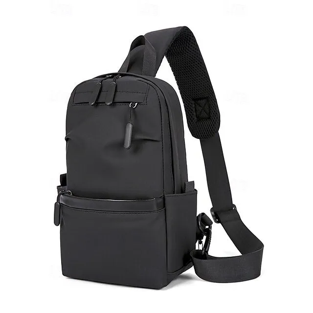 Men's Crossbody Bag Chest Bag Shoulder Bags Nylon Outdoor Casual Daily Zipper Multiple pockets Large Capacity Lightweight Solid Color Black Blue Grey
