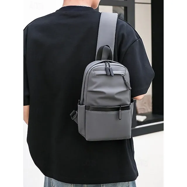 Men's Crossbody Bag Chest Bag Shoulder Bags Nylon Outdoor Casual Daily Zipper Multiple pockets Large Capacity Lightweight Solid Color Black Blue Grey