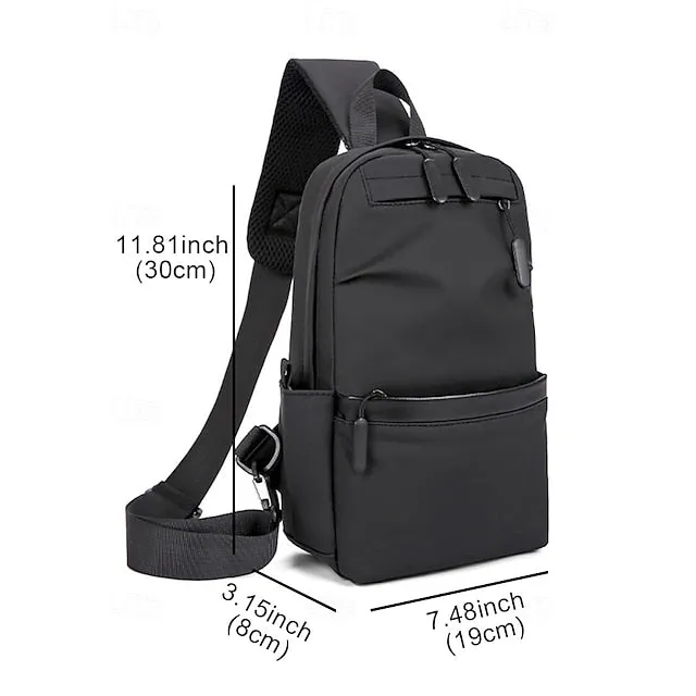 Men's Crossbody Bag Chest Bag Shoulder Bags Nylon Outdoor Casual Daily Zipper Multiple pockets Large Capacity Lightweight Solid Color Black Blue Grey