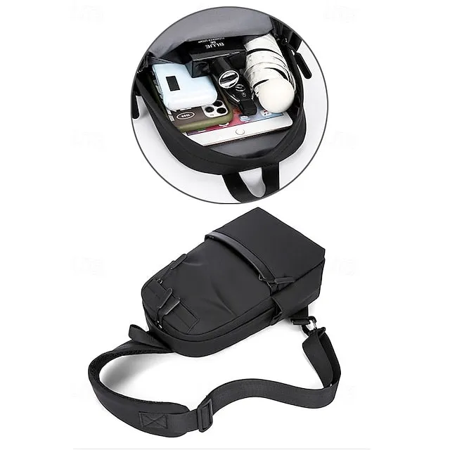 Men's Crossbody Bag Chest Bag Shoulder Bags Nylon Outdoor Casual Daily Zipper Multiple pockets Large Capacity Lightweight Solid Color Black Blue Grey