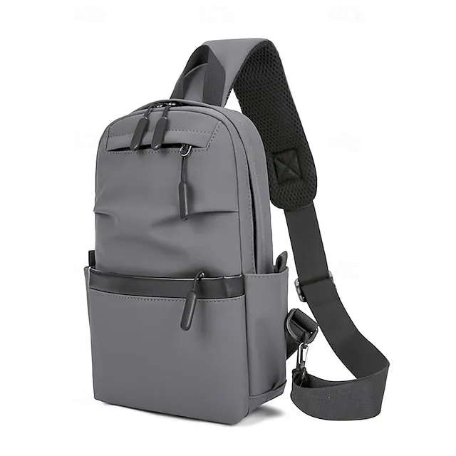 Men's Crossbody Bag Chest Bag Shoulder Bags Nylon Outdoor Casual Daily Zipper Multiple pockets Large Capacity Lightweight Solid Color Black Blue Grey