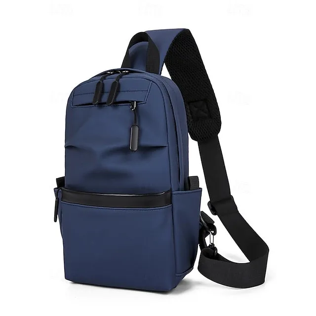 Men's Crossbody Bag Chest Bag Shoulder Bags Nylon Outdoor Casual Daily Zipper Multiple pockets Large Capacity Lightweight Solid Color Black Blue Grey