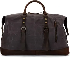 Men's Hand-held Travel Bag Vintage Oil Waxed Canvas Crossbody Duffel Bag Cowhide Men's Bag Travel Bag
