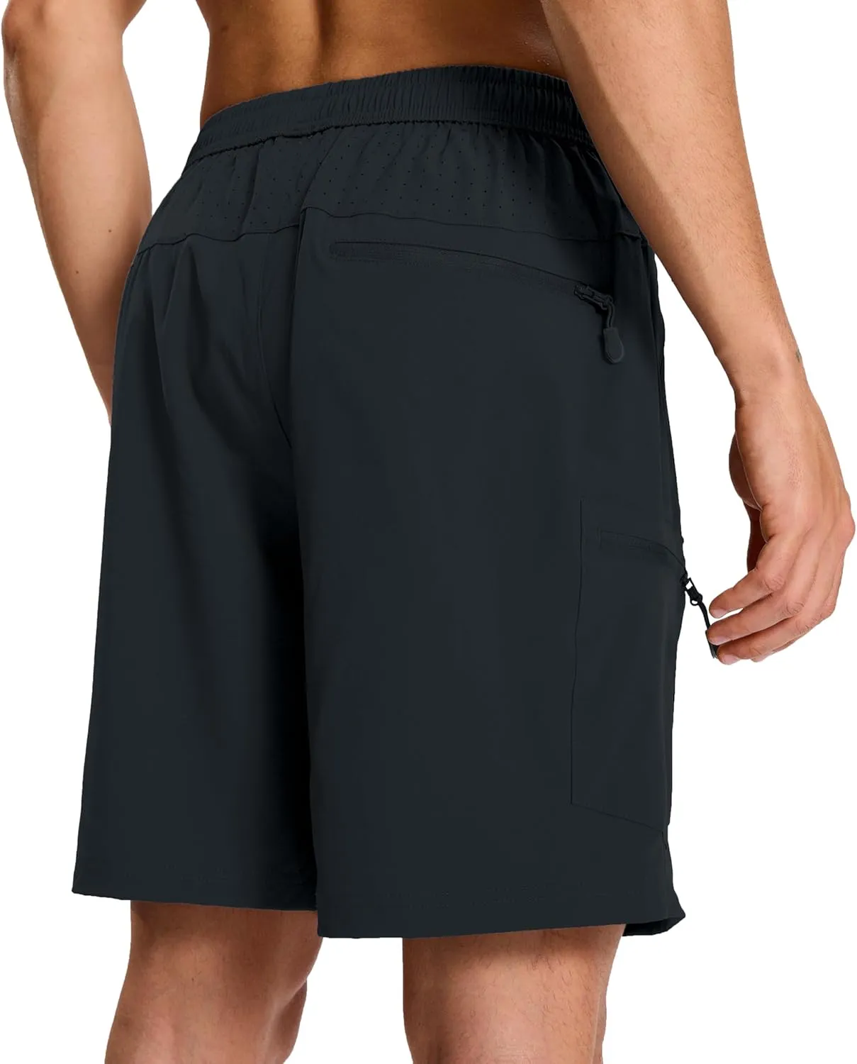 Mens Hybrid Shorts for Running Athletic Hiking Sports Workout Quick Dry Lightweight Breathable with 4 Zipper Pocket