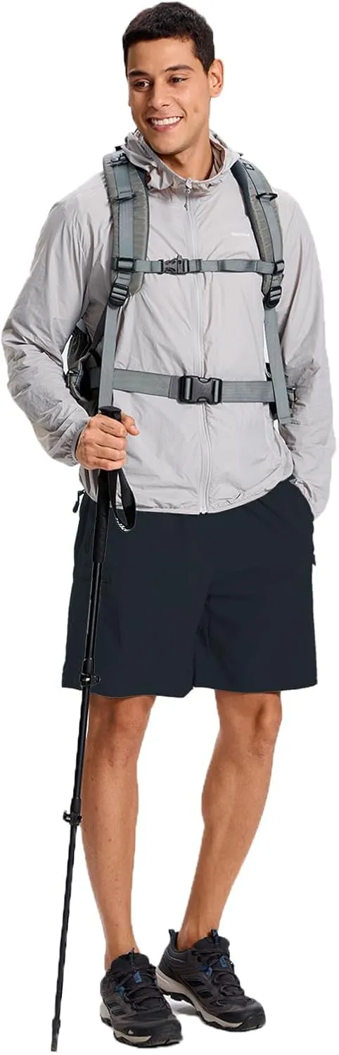 Mens Hybrid Shorts for Running Athletic Hiking Sports Workout Quick Dry Lightweight Breathable with 4 Zipper Pocket
