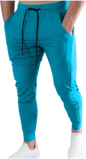 Mens Jogger Pants Slim Fit Drawstring Sports Sweatpants Athletic Fashion Breathable Gym Running Pants with Pocket