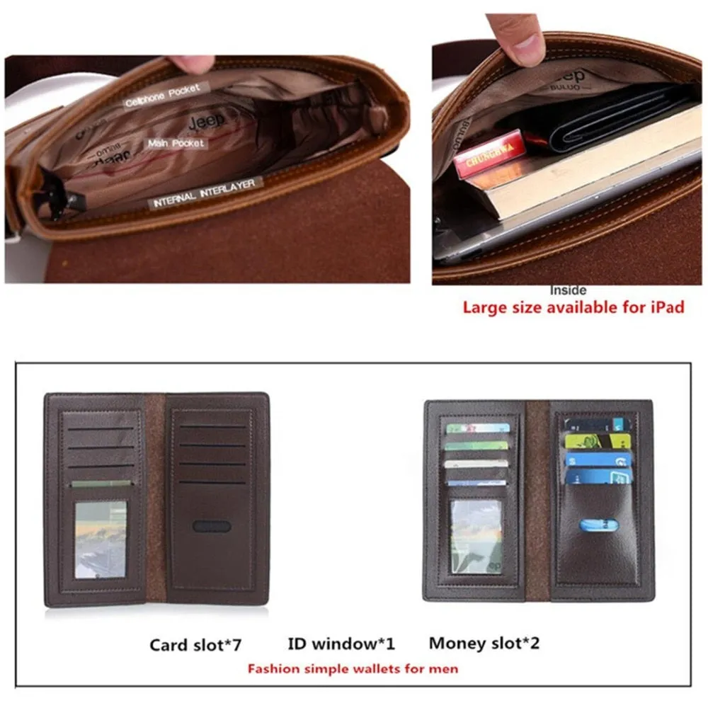 Men's Leather Shoulder Bag & Leather Card Wallet