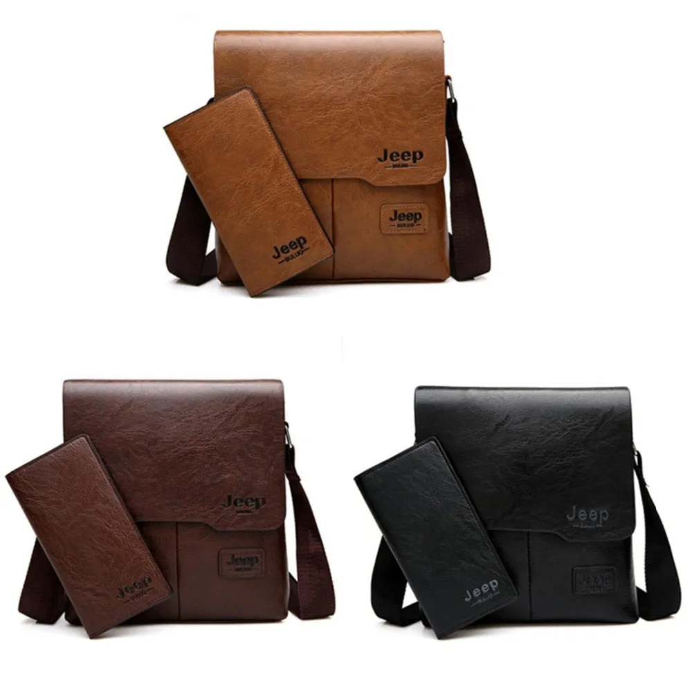 Men's Leather Shoulder Bag & Leather Card Wallet