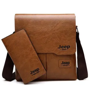 Men's Leather Shoulder Bag & Leather Card Wallet
