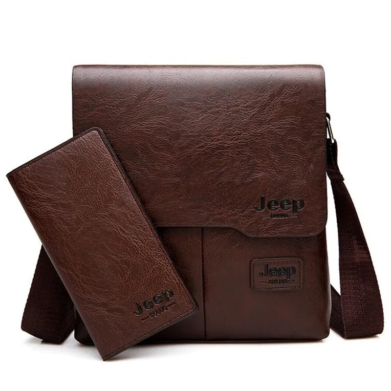 Men's Leather Shoulder Bag & Leather Card Wallet