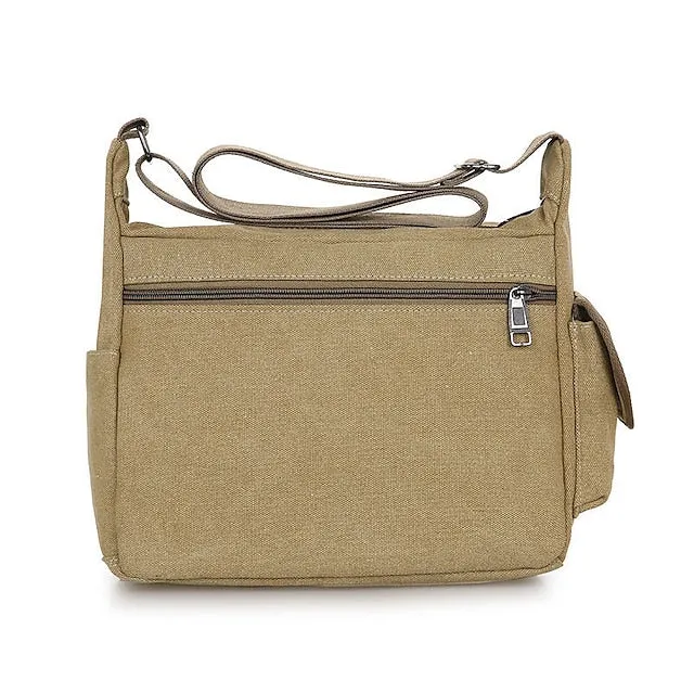 Men's Multi-Pocket Canvas Crossbody Messenger Bag – Durable Shoulder Bag for Travel, Work, and Casual Use