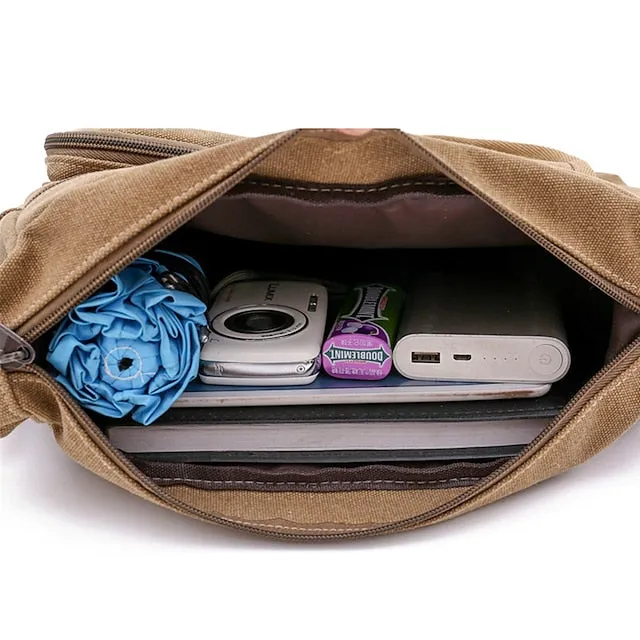 Men's Multi-Pocket Canvas Crossbody Messenger Bag – Durable Shoulder Bag for Travel, Work, and Casual Use