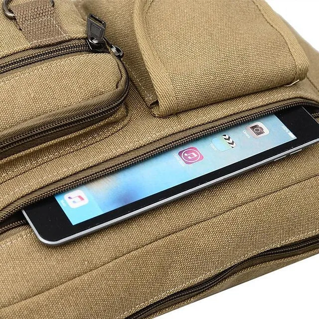 Men's Multi-Pocket Canvas Crossbody Messenger Bag – Durable Shoulder Bag for Travel, Work, and Casual Use