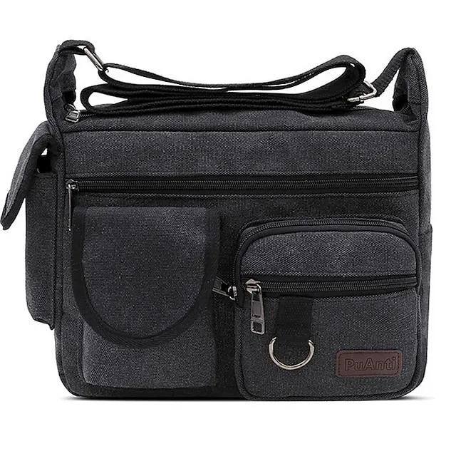 Men's Multi-Pocket Canvas Crossbody Messenger Bag – Durable Shoulder Bag for Travel, Work, and Casual Use