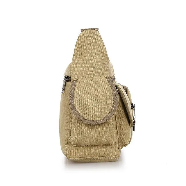 Men's Multi-Pocket Canvas Crossbody Messenger Bag – Durable Shoulder Bag for Travel, Work, and Casual Use