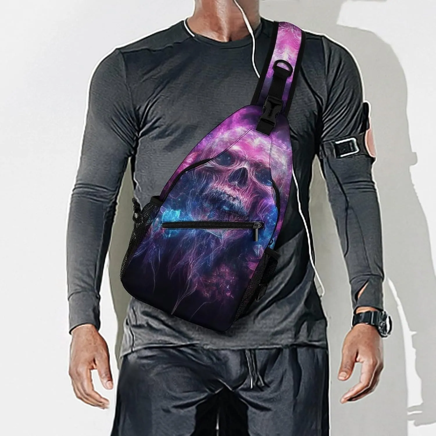 Mens Sling Bag with Adjustable Strap, Large Capacity Hiking Gym Chest Daypack Crossbody Shoulder Bag