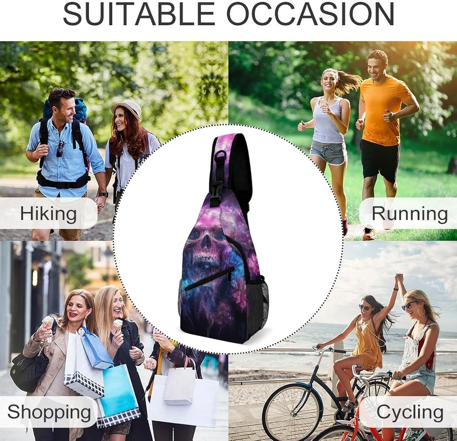 Mens Sling Bag with Adjustable Strap, Large Capacity Hiking Gym Chest Daypack Crossbody Shoulder Bag
