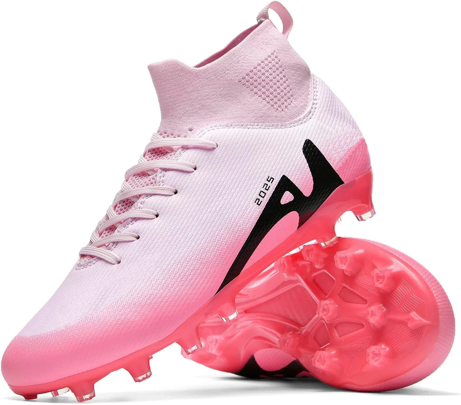 Men's Soccer Shoes High-Tops Lace-Up Non-Slip Spikes Indoor Football Futsal TF Turf Cleats