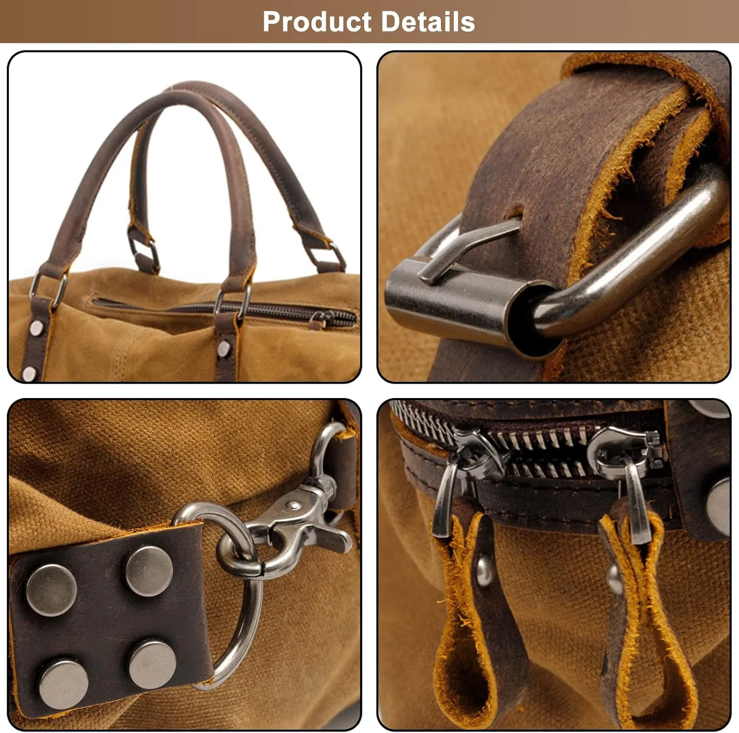 Men's Travel Duffle Bag Canvas Large Capacity Weekend Crossbody Shoulder Bag Convenient Carry On Luggage Bags (Grey)