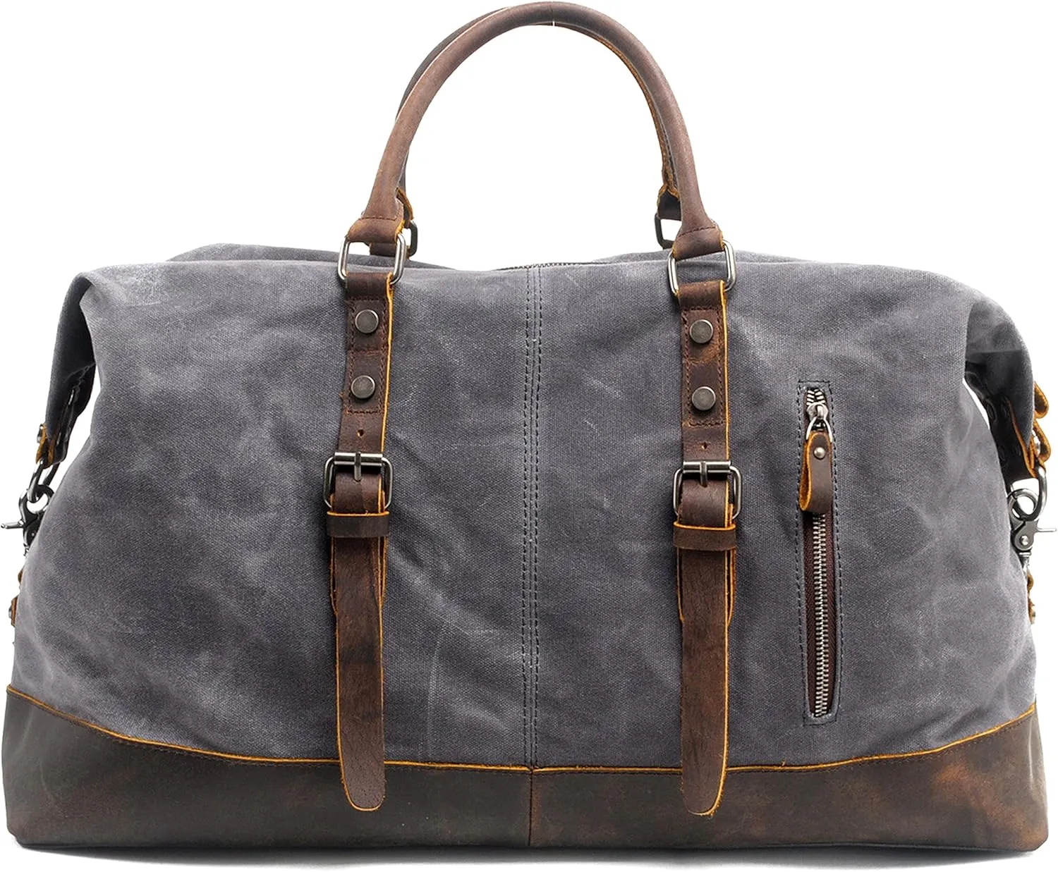 Men's Travel Duffle Bag Canvas Large Capacity Weekend Crossbody Shoulder Bag Convenient Carry On Luggage Bags (Grey)