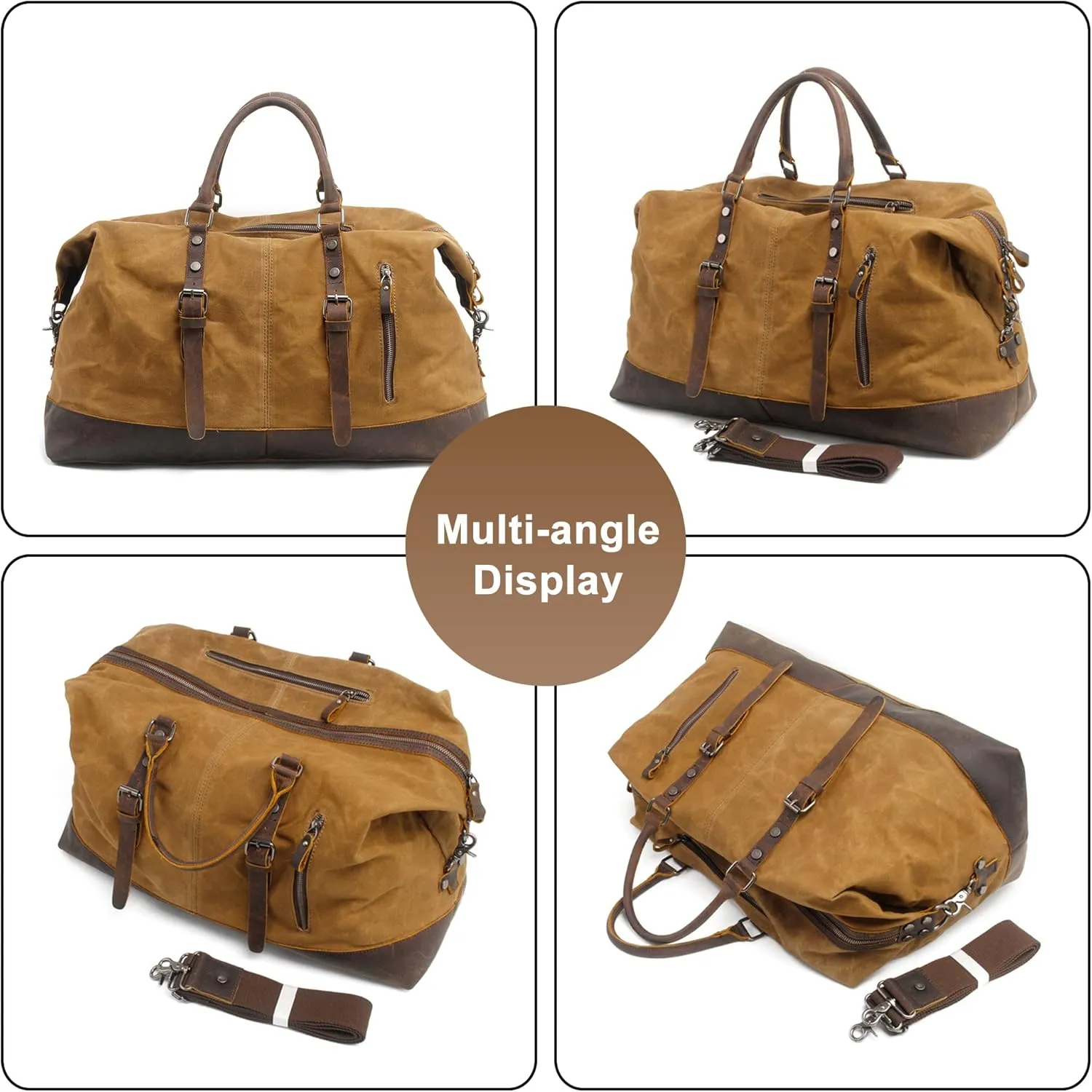 Men's Travel Duffle Bag Canvas Large Capacity Weekend Crossbody Shoulder Bag Convenient Carry On Luggage Bags (Grey)