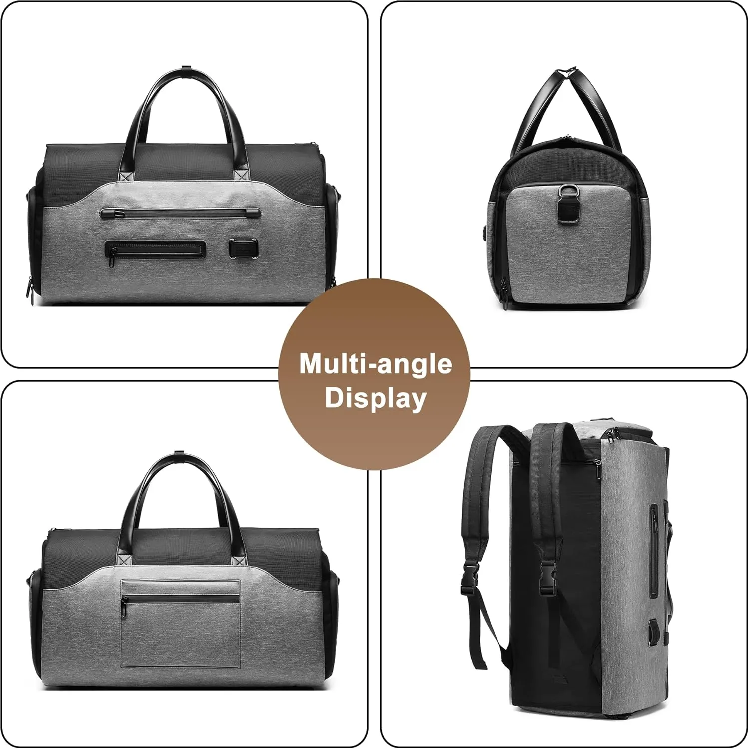 Men's Travel Tote Handbag Oxford Cloth Large Capacity Overnight Weekend Bag Crossbody Duffle Bags for Outdoors Camping (Grey)