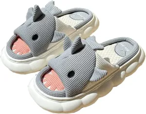 Men's Women's Linen Thick-Soled Cow Slippers, Linen Shark Slippers, Rabbit Linen Slippers, Linen Whale Thick-Soled Slippers Cloud Slide Hug Pillow Sandals