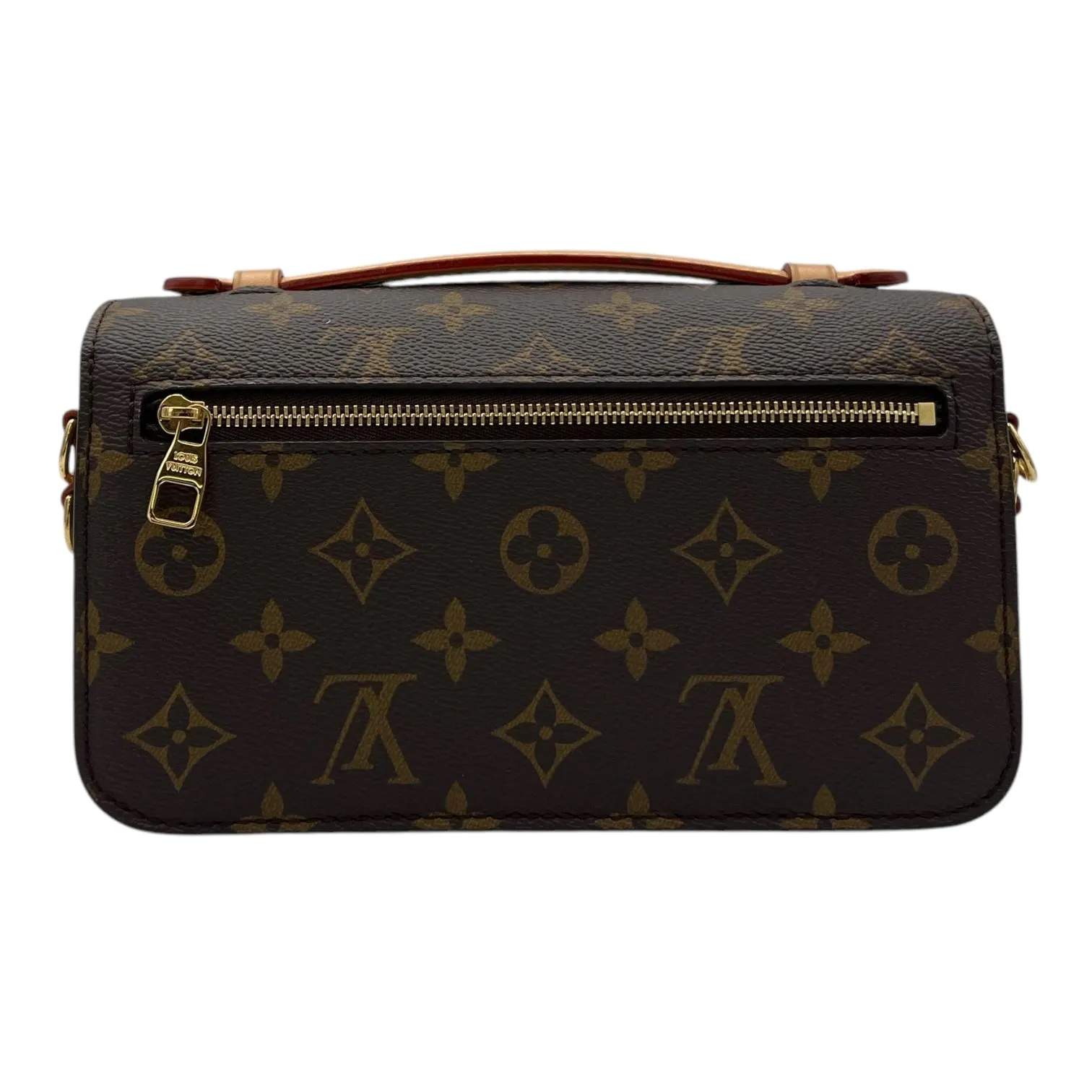 Metis East West Brown Crossbody Bag in Monogram Coated Canvas, Gold hardware